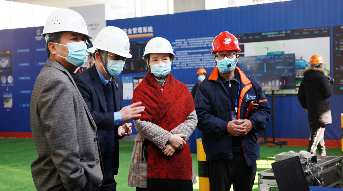 图为湖北省城乡和住房建设厅党组成员、副厅长龙宁（左三）在现场观摩。 (2).jpg